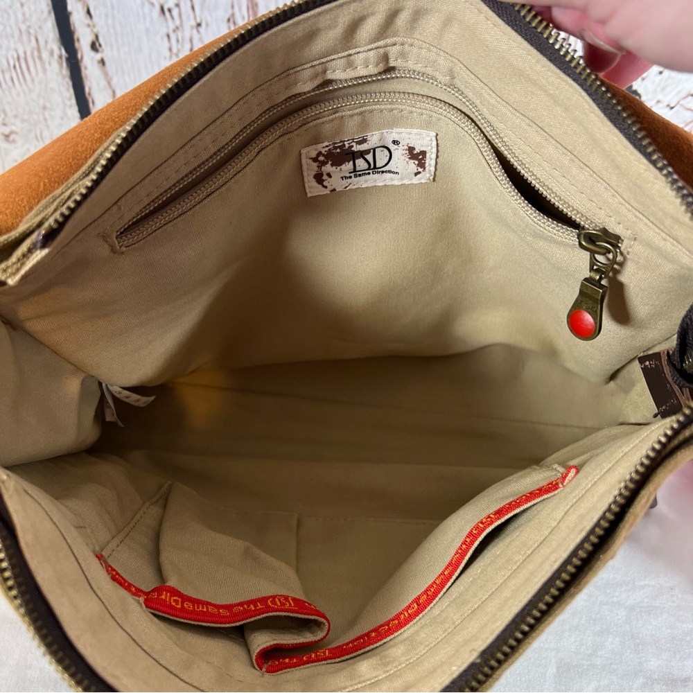 TSD Brand Birch Canvas Leather Distressed Messenger Briefcase Bag Satchel - Picture 6 of 15